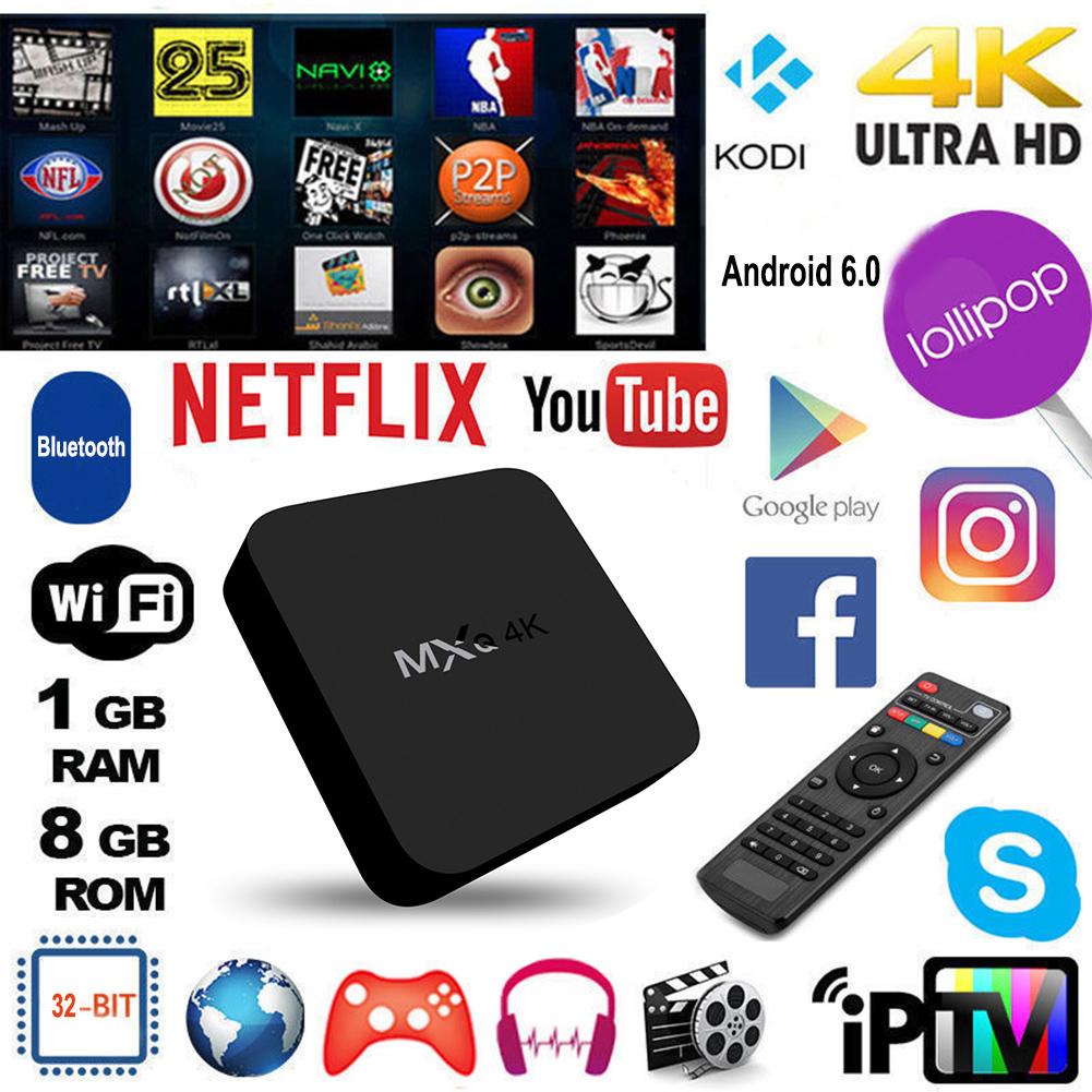 MXQ 4K Android 7.1 RK3229 Quad Core 1G+8G Smart TV Box 3G WIFI 4Kx2K Set-top Box
