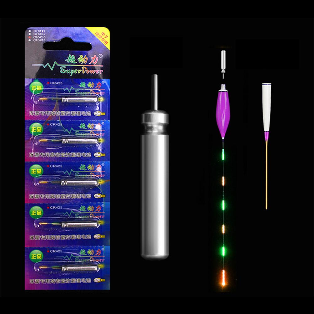 neversaynever Pin Shape Battery Fits Fishing Lure Fishing Float Battery CR425 Rechargeable Battery USB Charger for Outdoors Fishing
