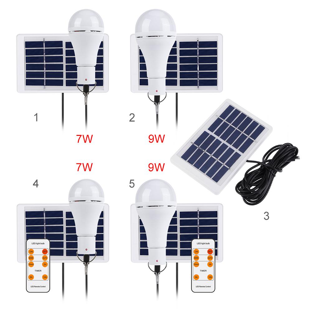 LOT 12W Solar Power Rechargeable E27 Bulb Light Outdoor Garden Camping Lamp D4L3