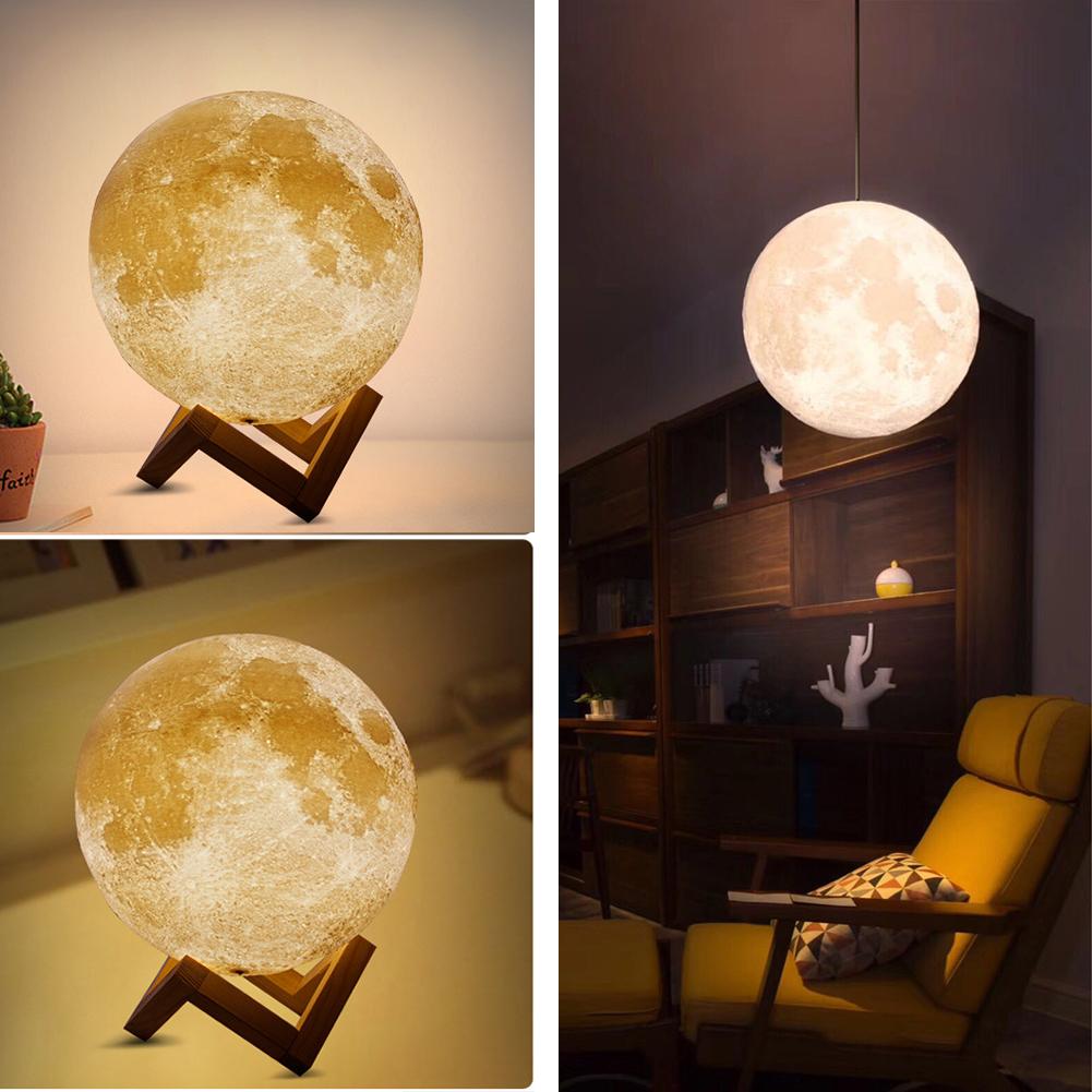 3d Print Led Moon Lamp Usb Rechargeable 2 Color Touch Switch