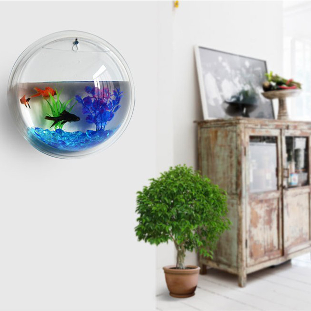 Details About Acrylic Wall Hanging Mount Aquarium Bowl Plant Fish Tank Glass Pot Home Decor